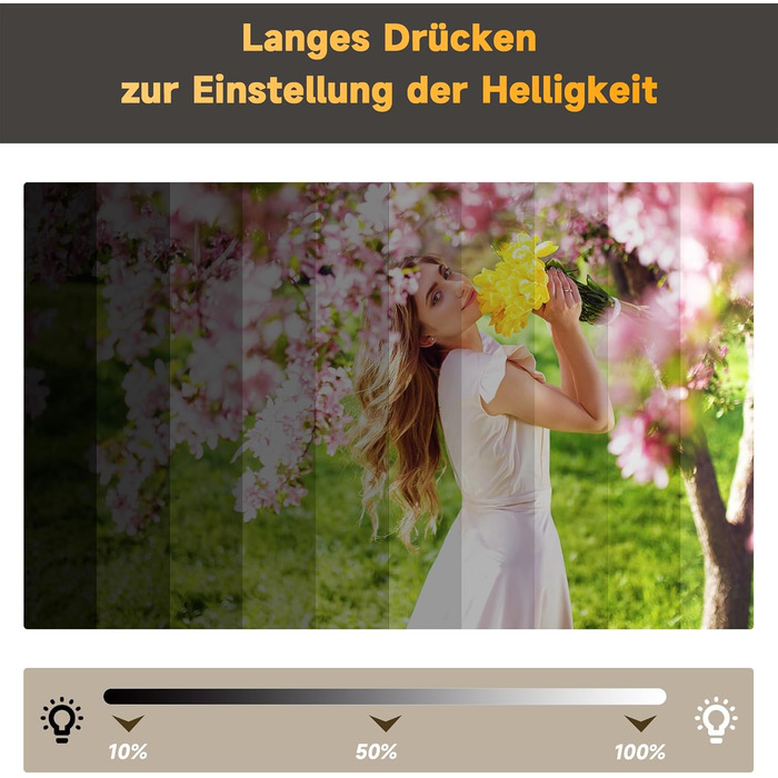 Дзеркало для ванної кімнати SONNI з LED-підсвічуванням, 100 x 60 см, антизапарник, IP44, сенсорне керування, 3 кольори світла