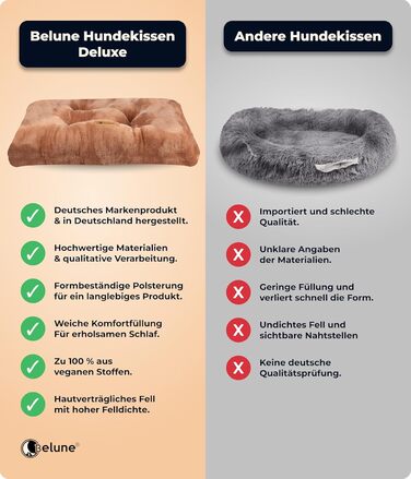 Belune® Крісло-лежанка для собак Deluxe - миється, великі породи, лежанка для собак (Колір: Коричневий, Розмір S (92x62x12 см))