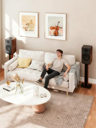 Стійки для колонок Holz Braun Schwarz, 70 см - Преміум підставки для домашнього кінотеатру та студії з прихованою проводкою