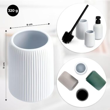 KADAX Bathroom Accessories Set, Modern Bathroom Accessories, Ceramic Bathroom Accessories, Bathroom Accessories (White: Toothbrush Holder, Soap Dispenser, Toilet Brush)