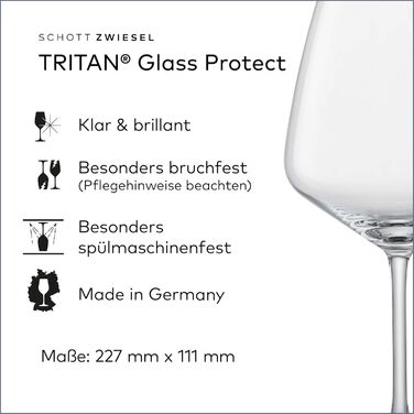 Бокали для червоного вина SCHOTT ZWIESEL Burgundy Tulip, набір 4 шт, бургундські келихи з тританової кришталю, для вина, вироблено в Німеччині, можна мити в посудомийній машині