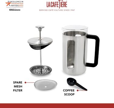 Френч-прес La Cafetière Pisa з нержавіючої сталі, 3 чашки, зелений, у подарунковій коробці (срібло)