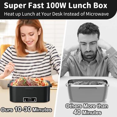 Електрична ланчбокс SOOOEC 100W, 3-в-1 з нержавіючою сталі, 12V/24V/220V для авто/офісу, з ізольованою сумкою (Оранжево-Чорний), 1.8L