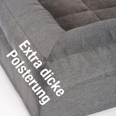 JAMAXX Преміум диван-лежанка для собак - ортопедичний, знімні подушки та чохол, м'який фліс/овчина, PDB3014 (M) 90x70 сірий