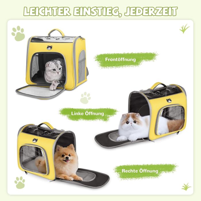 Рюкзак для котів та маленьких собак ALLSOPETS, дихаючий, з фронтальною відкриваністю та страхувальним ремінцем, для подорожей, походів та прогулянок (Квітково-рожевий, Лимонний)