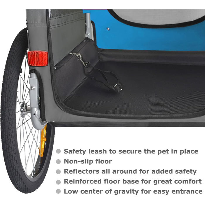 Тігго VS Pets L: великий велосипедний причіп для собак, 270л, для собак середнього та великого розміру до 35 кг, складаний, блакитний