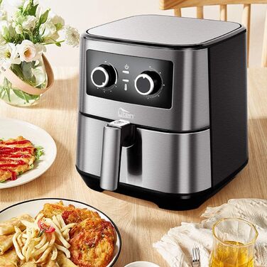 Фритюрниця без олії Uten 5.5L XXL, 1700W, таймер, антипригарне покриття, для 2-8 осіб, темно-сіра