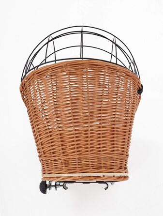 Кошик для велосипеда Tigana для собак з ротангу, 60 x 39 см, сітчастий, задній багажник, XL + подушка + дерево