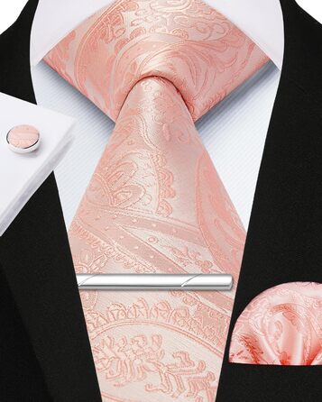 Набір краватки та кишенькового хустинки Enlision для чоловіків (світло-рожевий)