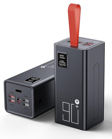 Power Bank 90000mAh з PD 30W та QC 4.0, портативний зарядний пристрій USB-C для iPhone, кемпінгу, туризму - червоний
