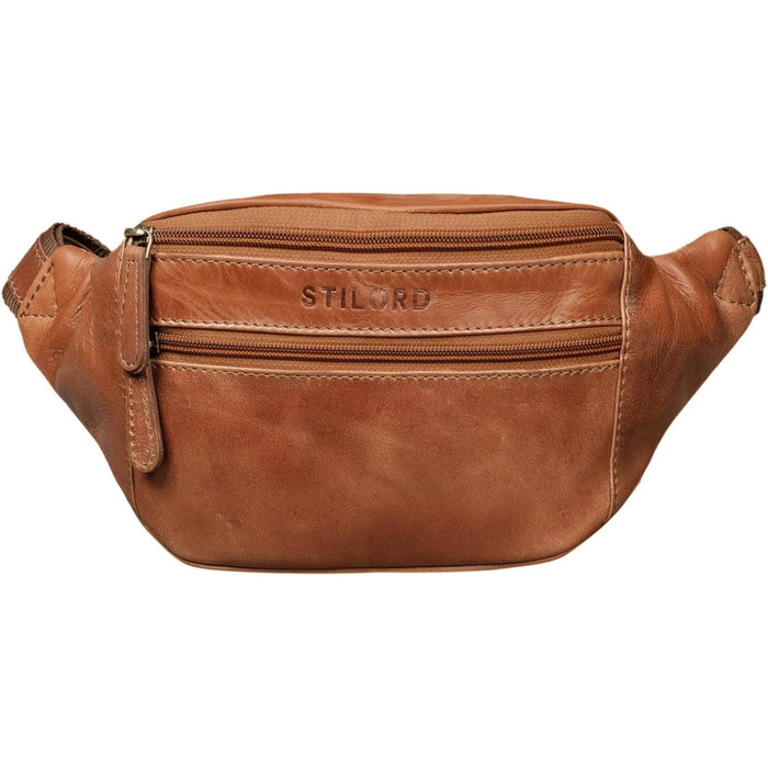STILORD 'Marian' поясна сумка з натуральної шкіри вінтаж для чоловіків та жінок. Поясна/будова сумка для телефону, косметики, камери, подорожей, вечірок, концертів, фестивалів. Шкіра Cognac, блискуча.