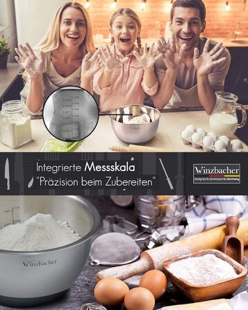 Stainless Steel Bowl Set with Lids [Set of 5] 1L + 1.5L + 2.5L + 3.5L + 4.5L | Mixing Bowls, Salad Bowls, Bowl Set | Non-slip | Stackable | Dishwasher Safe | Includes Grater