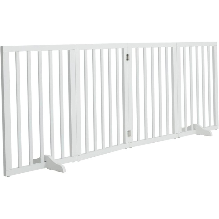 Захисне загородження для собак, дерев'яне, без свердління, 4 панелі, біле, 183x60 см