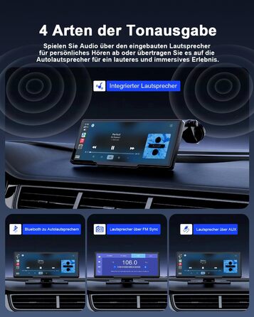Бездротовий 8,1'' CarPlay дисплей Avylet з IPS-екраном, IP67 камерою заднього виду, GPS-навігацією, Bluetooth 5.0, Mirror Link, FM/AUX, для Android Auto та Apple CarPlay