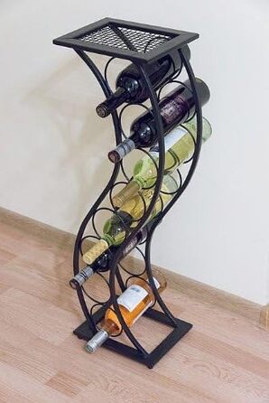 Металевий винний стелаж DanDiBo Elegance 80 см, чорний, стійка для пляшок та квітів