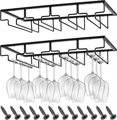 Підставка для келихів CIRULLI (2 шт.) - металева, на 4 келихи, для кухні, бару, ресторану, чорна