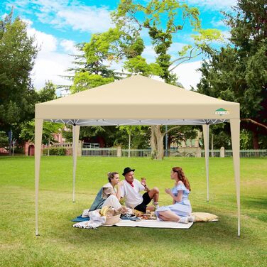 COBIZI Gazebo 3x3 Waterproof, Stable, Winter-Proof Foldable Gazebo 3x3 with 4 Side Walls Outdoor Pop-up Gazebo Folding 3x3m UV Protection 50+ Garden Tent Party Tent Folding Party Tent incl. Bag (Khaki)