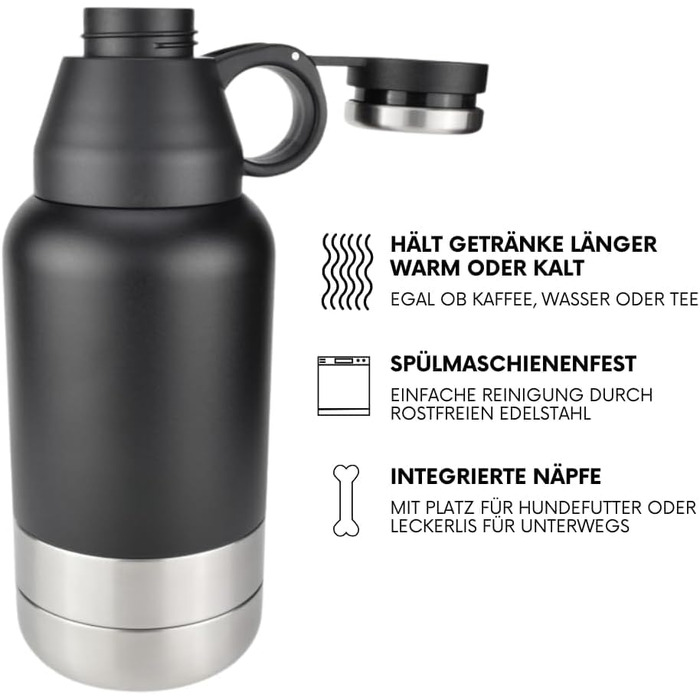 Водяна пляшка для собак TravelBuddy 3-в-1 з мискою та сумкою для перенесення - витоки неможливі, портативна | Поїлка для цуценят та домашніх тварин | Водяні пляшки для собак для подорожей та прогулянок