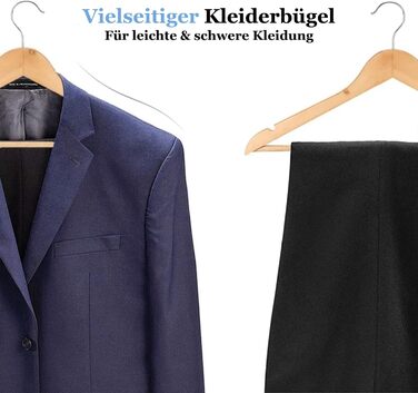 Дерев'яні вішалки для одягу, набір 20 шт. – міцні дерев'яні вішалки з перекладиною для штанів, з виступами та 360° гачком для костюмів, сорочок та курток