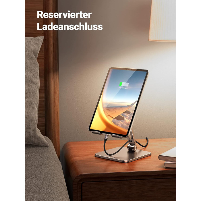 Алюмінієва підставка для планшета UGREEN, регульований тримач для iPad Pro Air Mini, Samsung Galaxy Tab, Redmi Pad, Huawei MatePad та iPhone 16/15 Pro, до 12.9 дюймів (Anthrazit)