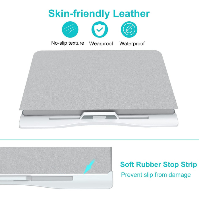 Клеар - Регульований столик-підставка для ноутбука на ліжко/диван/підлогу, XL (15.7'x23.6'), сірий, з двома висувними ящиками