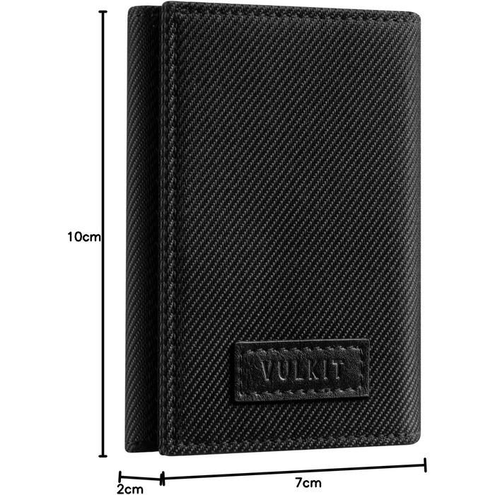 VULKIT Wallet for Men Small RFID Protection Card Holder Cash Wallet Trifold Cardholder Minimalist Card Case with Coin Pocket, Black