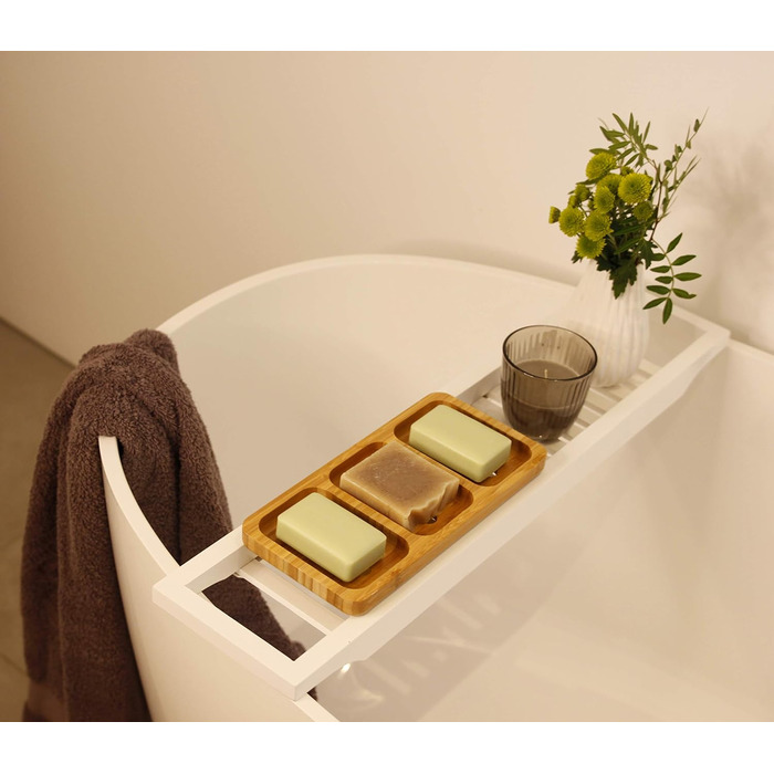 Стильна трисекційна мильниця з натурального бамбука для ванної/душу/кухні з водовідведенням та вентиляцією для швидкого висихання мила, гігієнічна, неслизька