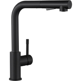 Змішувач кухонний висувний Sofetiy з душем, нержавіюча сталь, чорний, 360° Змішувач кухонний висувний Sofetiy з душем, нержавіюча сталь, чорний, 360°