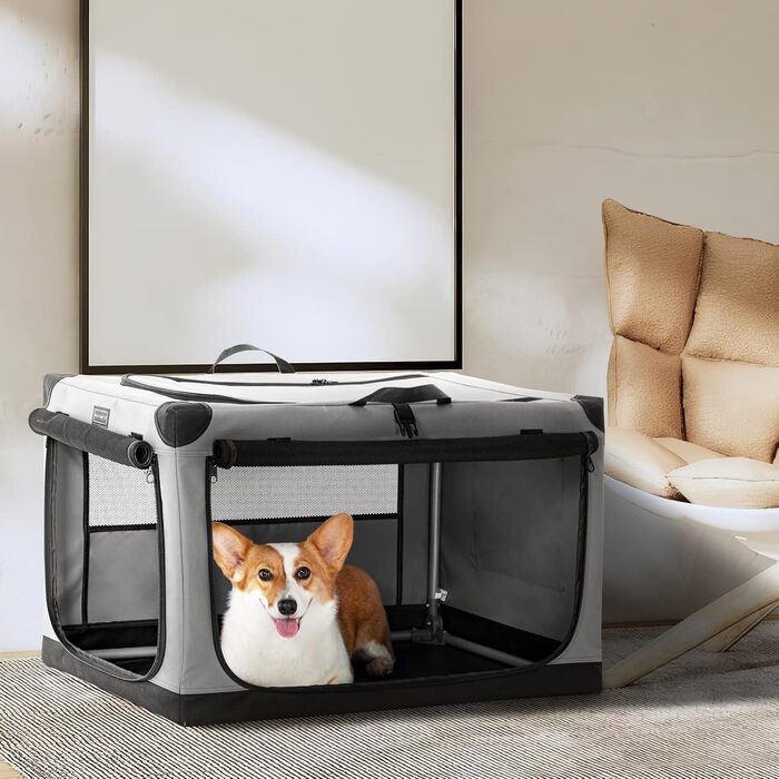 Клітка для собак Petsfit M, складана переноска для собак великих, середніх та малих порід, сіра
