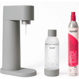 Mysoda Pack Woody: Газова машина для води з екологічного дерева, з пляшкою PET без BPA та CO2 балончиком (сірий)