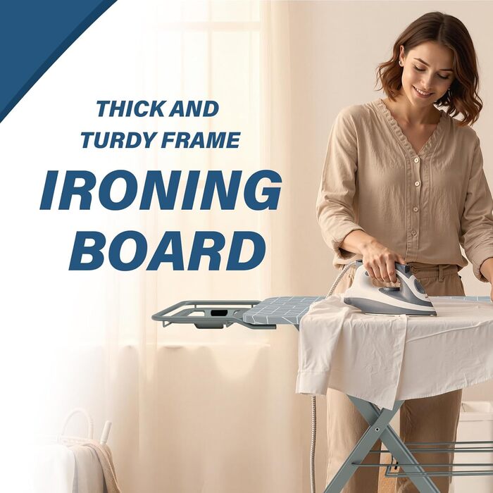 Гладильна дошка STANEW XXL 120 x 45 см – розкладна та регульована по висоті з системою безпеки, підставкою для праски та неслизькими ніжками