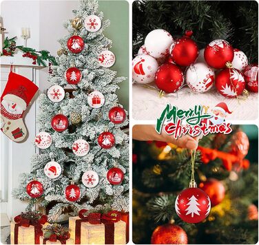 16 шт. прикрас для ялинки Homewit, 6 см, червоно-білі ялинкові кулі, набір для ялинки, святкова декорaція