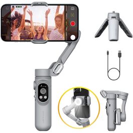 Стабілізатор Gimbal для смартфона AOCHUAN SMART X з LED-підсвічуванням, трекінгом обличчя, функцією Time-Lapse, 3-осьовий, склавний, для iPhone 16/15/14/13/12 Pro/Max/Xs, Galaxy S21, TikTok