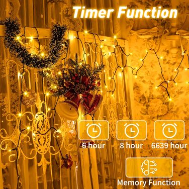 Гірлянда світлодіодна для прикраси ялинки та дому, 80м, 800 LED, вологостійка, з пультом, таймером, 8 режимів, тепле біле світло, для саду, вечірки, святкування Різдва