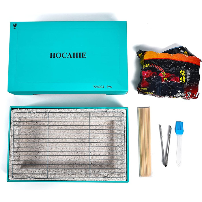 Disposable charcoal grill, portable, grill set for indoor and outdoor use, lightweight, ready to use immediately, for grilling, picnics, camping, patio