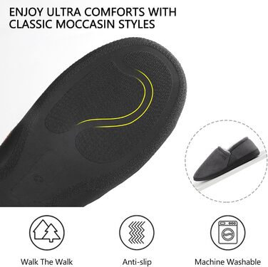 Чоловічі мокасини-домашні тапочки Riehmot з м'якою підошвою з гуми, з підкладкою Sherpa, теплі, з м'якою піною Memory Foam, сірі, розмір EU 42-47