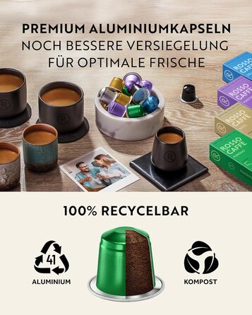 Капсули кави ROSSO CAFFÈ Nespresso, 60 шт., 6 сортів преміум еспресо, сумісність з Nespresso, капсули з алюмінію