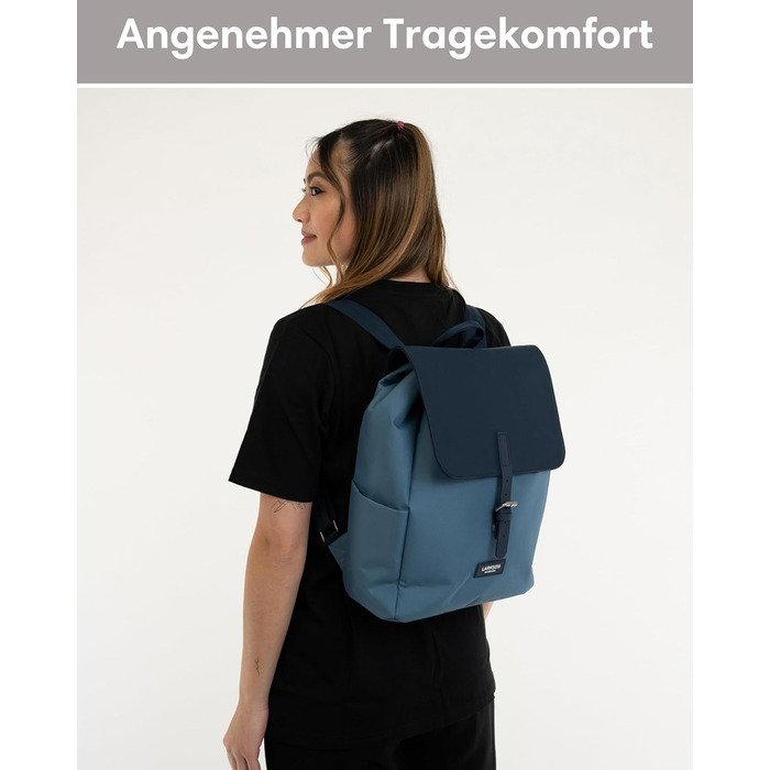 LARKSON Rucksack for Women Small - Ida - Small Women's Backpack for Leisure, University or City - With Laptop Compartment (up to 13 inches) - Elegant & Sustainable - Water-Repellent (Blue Multi)