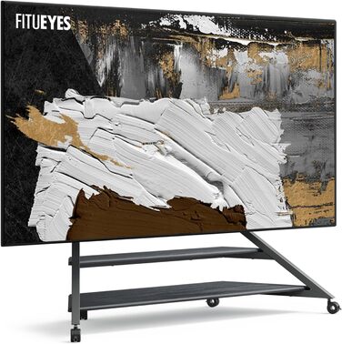 Підставка для телевізора FITUEYES, 75-100 дюймів, мобільна, регульована по висоті, з полицею, чорна