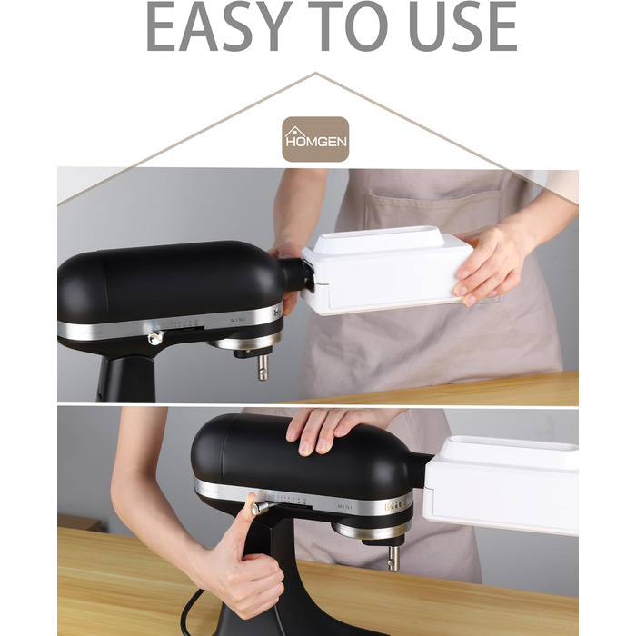 Насадка для KitchenAid – м'ясорубка HOMGEN з нержавіючої сталі, біла, для всіх моделей, м'ясокрут із зубчастими шестернями