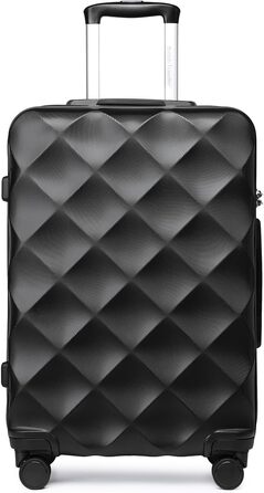 Чемодан British Traveller Mittelgroßer, 64x43x26.5 см, ABS+PC, TSA-замок, 4 колеса, чорний (M, 57L)