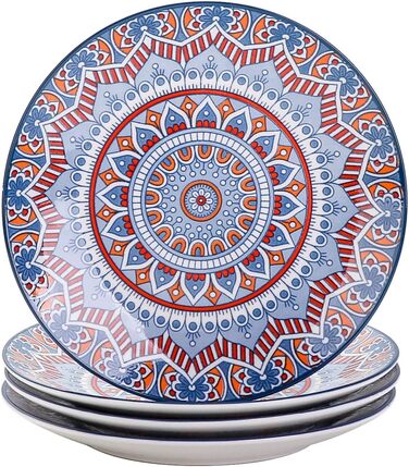Сервіз столовий порцеляновий Vancasso MANDALA 32 елементи, сервіз для 8 осіб, ручна робота, богемський стиль (4 десертні тарілки, бірюзовий мандала)