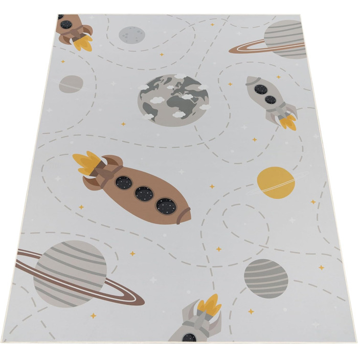 Дитячий килим Paco Home для хлопчиків та дівчаток, 140x200 см, кремовий, антиковзний, сучасний килим в дитячу кімнату