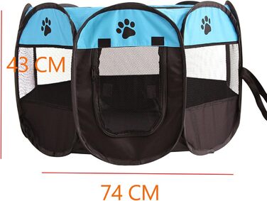 Клітка-забіг для цуценят 74x74x43 см – складана клітка для собак та котів, клітка для кроликів та інших дрібних тварин – безпечний забіг для дому та вулиці сірого кольору + лапа собаки