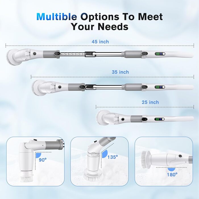 Електрична щітка для прибирання: 8 насадок, 2 швидкості, 550 RPM - для ванної, плитки, скла