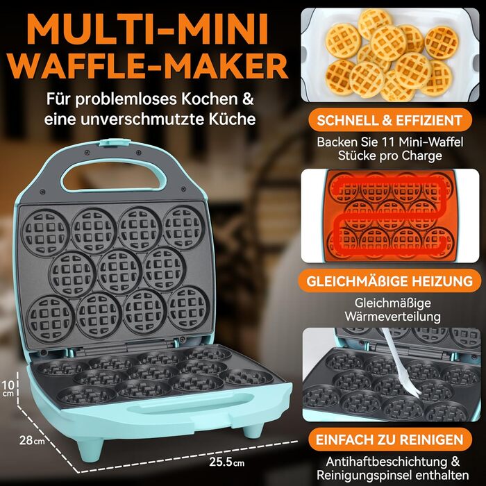 Міні вафельниця Baker's Friend Multi Mini - круглі вафлі 11x5.5 см, для сніданку, бранчу, вечірок, з EU вилкою