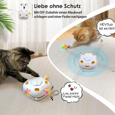 GoldenSun Cat Toy, Rechargeable, Interactive 4-in-1 Toy for Indoor, Hide-and-Seek Toy for Kittens, Whack-a-Mole Motion, Electronic Cat Toy for Exercise (Space Cat)