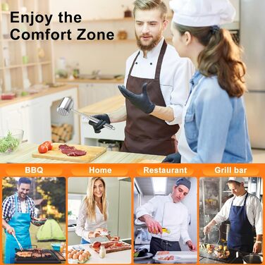 Кліпер для м'яса HOOMIL, двосторонній антипригарний, молоток для відбивання м'яса з неслизькою ручкою, для шніцелів та стейків, срібний (круглий, гладкий срібний)