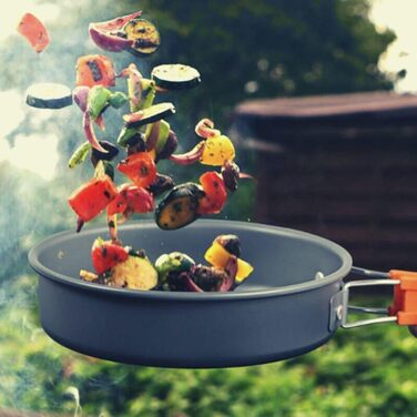 Набір посуду для кемпінгу WILDVIVAL на 1-3 особи (12 предметів) - легкий алюмінієвий посуд для кемпінгу з каструлею, сковородою та чайником