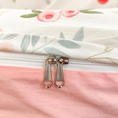 Блискуча постільна ковдра Bunt Blumen з бавовни 100x135 см, рожево-біле забарвлення, для дітей, з квітковим малюнком, комплект (ковдра + 1 подушка)